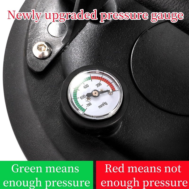 Goaste 2 Pack 8" Glass Suction Cups, 440 lbs Load Capacity, Vacuum Glass Lifter with Pressure Gauge, Heavy Duty Industrial Tile Suction Cup Tools for Windshield, Granite, Marble - Image 4